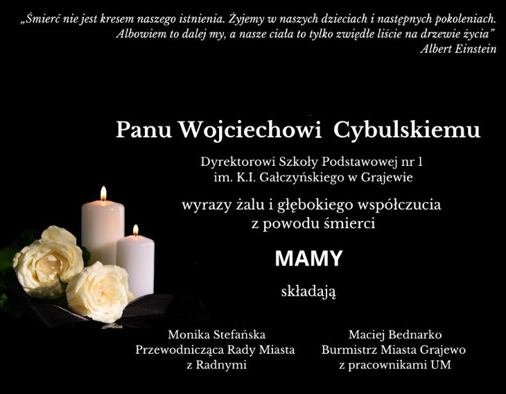 Kondolencje p. Wojciechowi Cybulskiemu