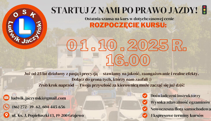 OSK Jaczyński - startuj z nami po prawo jazdy! (start 1.10)