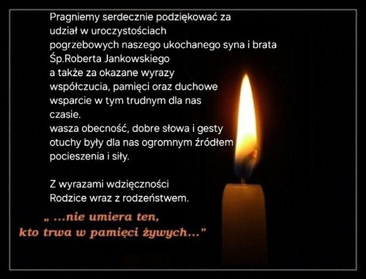 Podziękowania rodziny śp. Roberta Jankowskiego