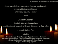 Kondolencje p. Joannie Andruk