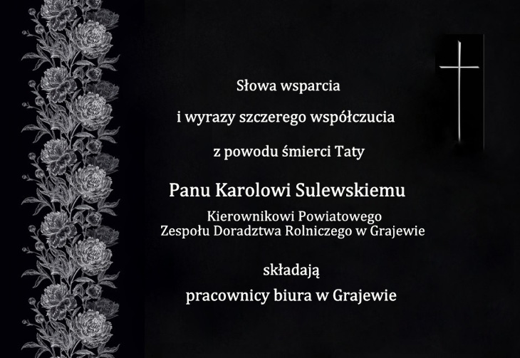 Kondolencje p. Karolowi Sulewskiemu