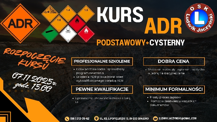 Kurs kierowców przewożących towary niebezpieczne (ADR)