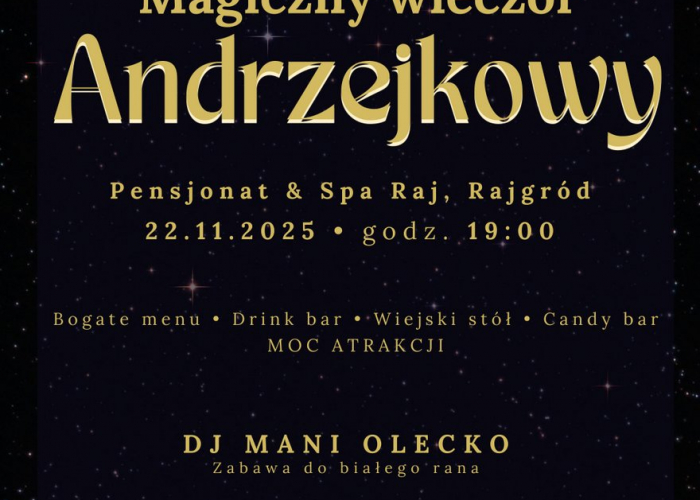 Magiczny wieczór Andrzejkowy w Raju! Zapraszamy 22 listopada!