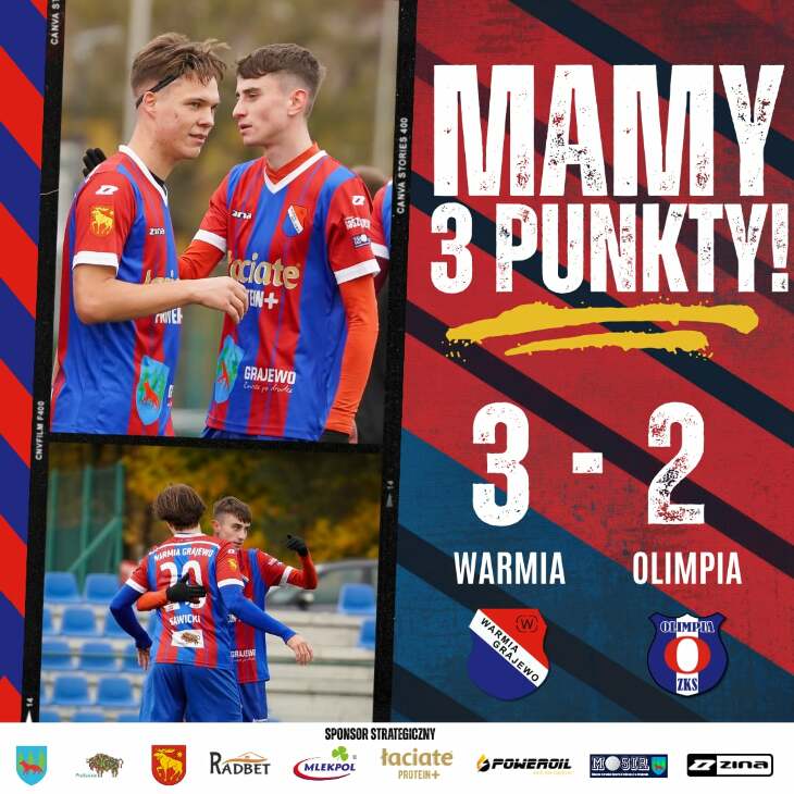 WARMIA Grajewo - OLIMPIA Zambrów 3:2