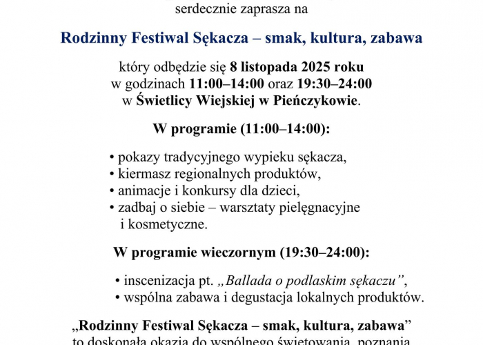 Rodzinny Festiwal Sękacza (8.11)