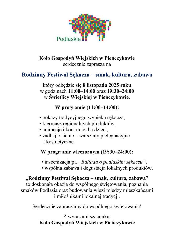 Rodzinny Festiwal Sękacza (8.11)