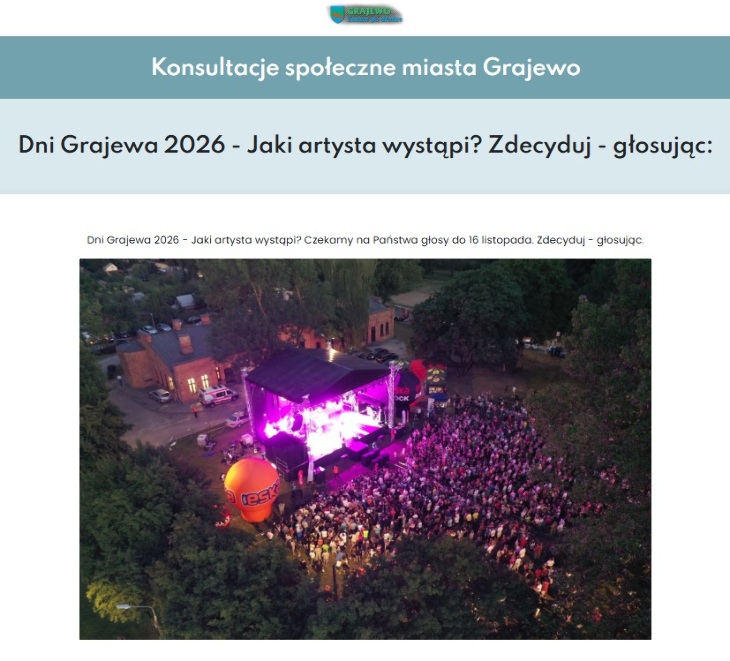 Dni Grajewa 2026 - Jaki artysta wystąpi? Zdecyduj!