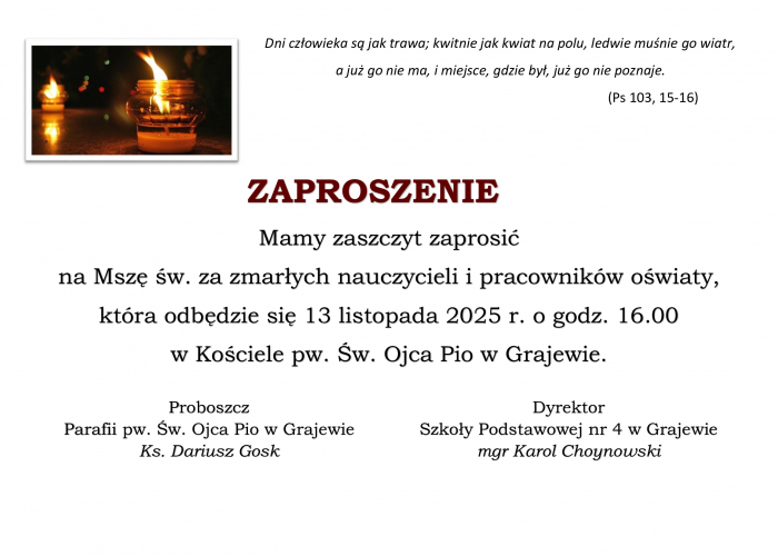 Msza św. za zmarłych nauczycieli i pracowników oświaty