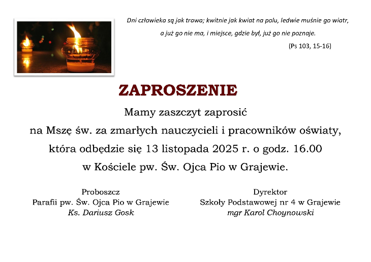 Msza św. za zmarłych nauczycieli i pracowników oświaty