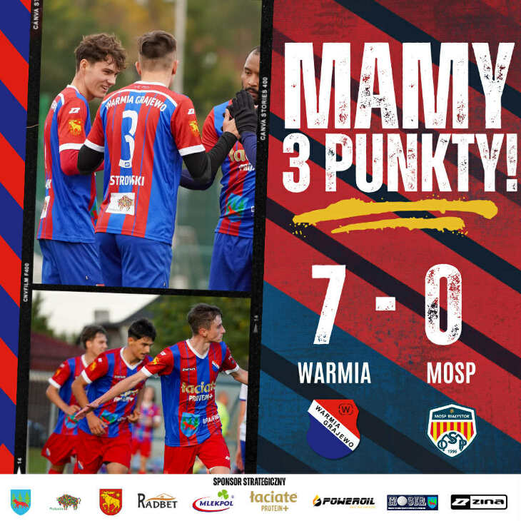 WARMIA Grajewo - MOSP Białystok 7:0