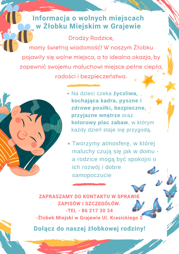 Wolne miejsca w grajewskim żłobku 