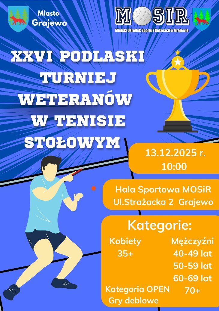 XXVI Podlaski Turniej Weteranów w Tenisie Stołowym