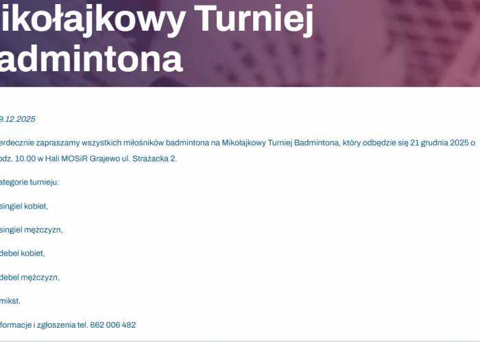 Mikołajkowy Turniej Badmintona 