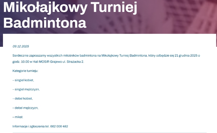 Mikołajkowy Turniej Badmintona 