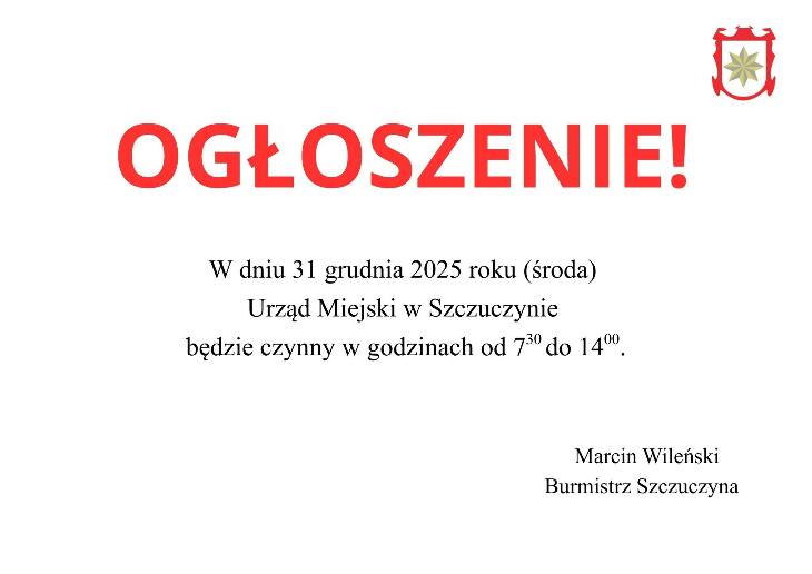 Ogłoszenie Burmistrza Szczuczyna