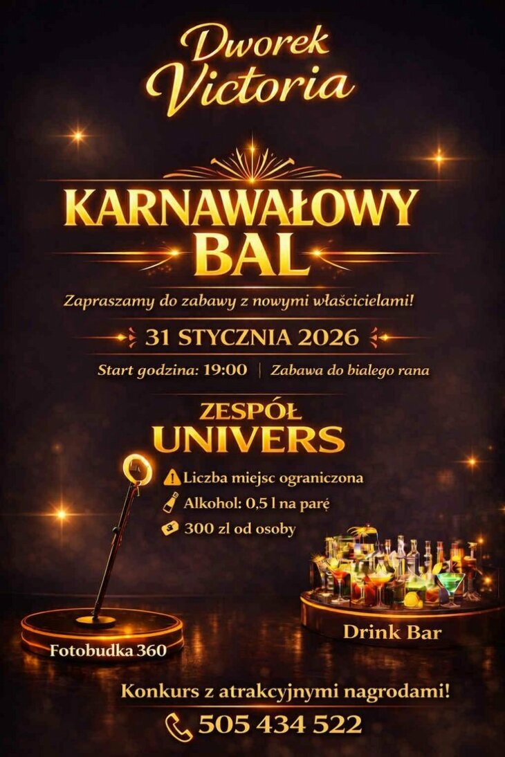 Bal Karnawałowy z nowymi właścicielami Dworku Victoria! (31.01)