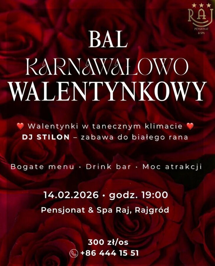 Bal Karnawałowo - Walentynkowy w Raju! (14.02)