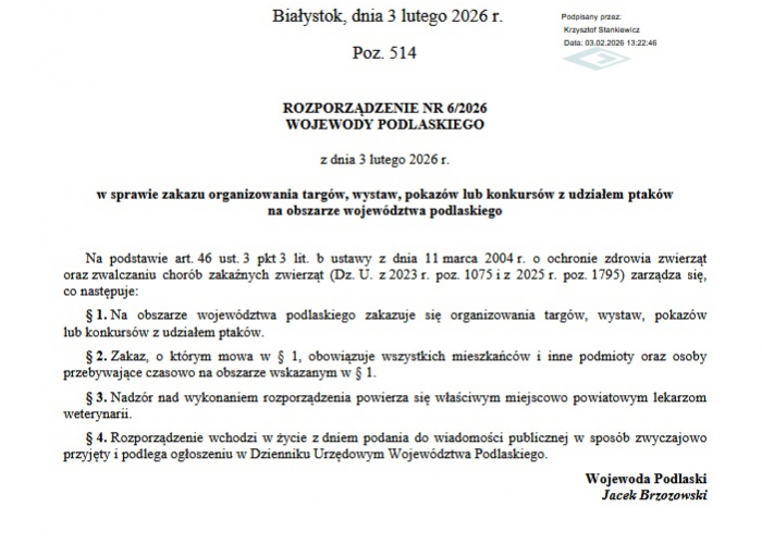 Rozporządzenie Wojewody Podlaskiego