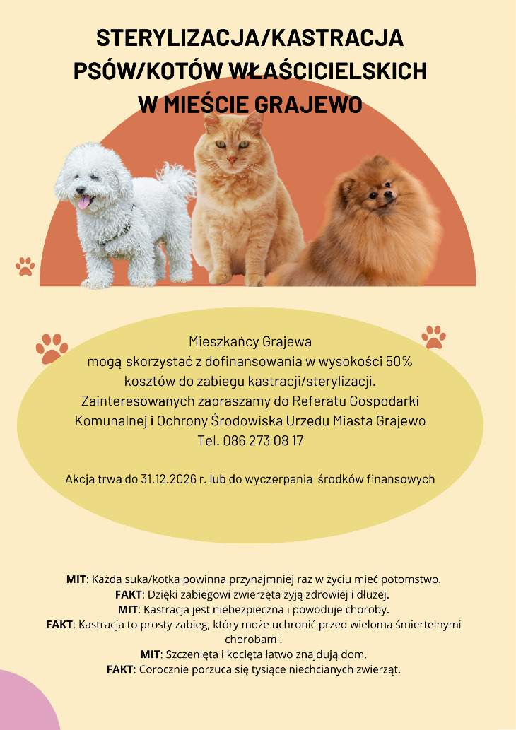   Akcja kastracji/sterylizacji psów oraz kotów