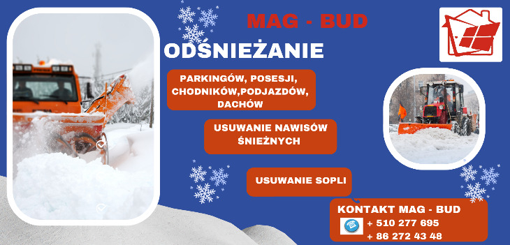 Odśnieżanie dachów,  podjazdów, posesji