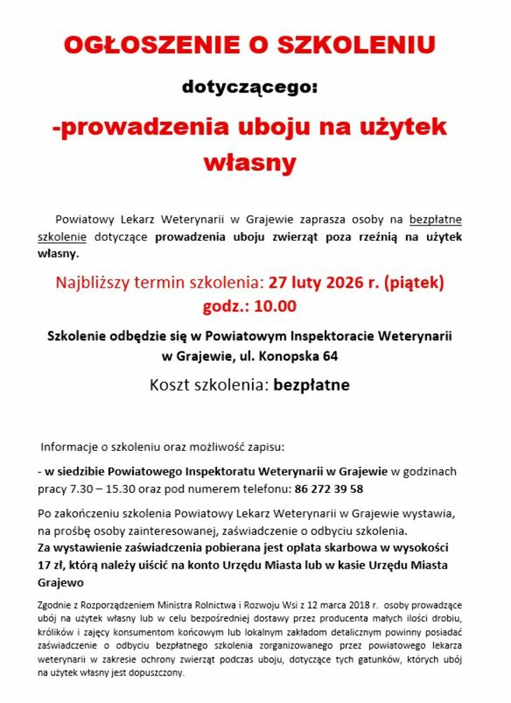 Ubój zwierząt na użytek własny 
