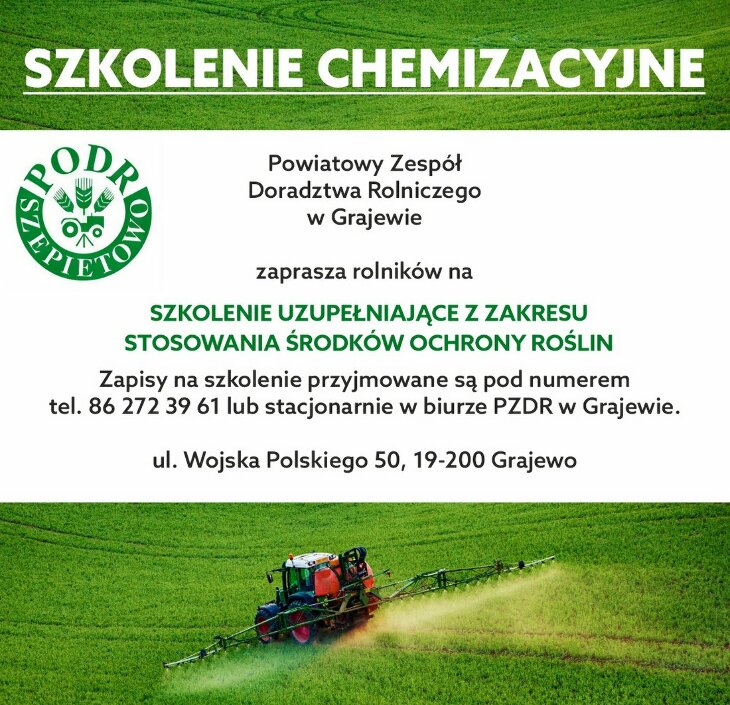 PODR Szepietowo zaprasza rolników na szkolenie chemizacyjne