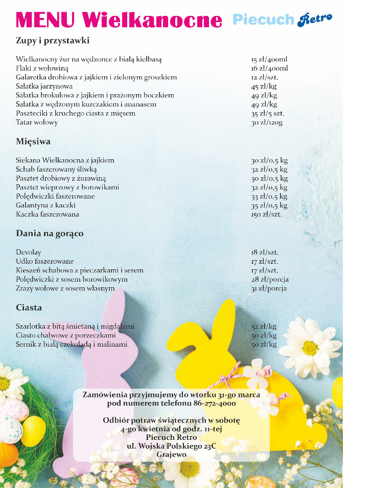 Menu Wielkanocne - poleca Piecuch Retro