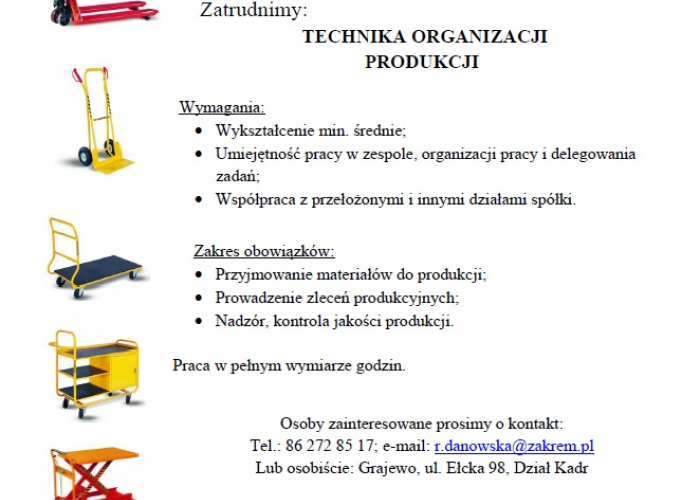 Zakrem Grajewo - ogłoszenie o zatrudnieniu