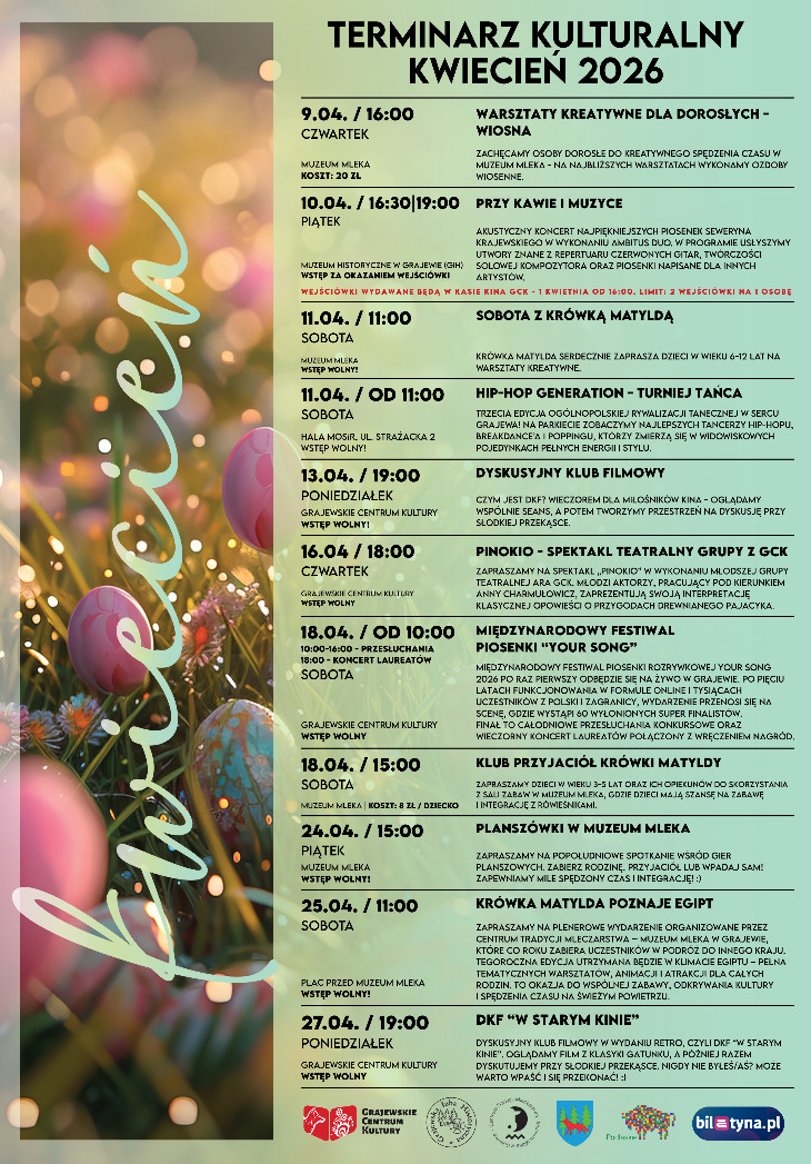 Kwiecień w GCK - terminarz kulturalny i kinowy