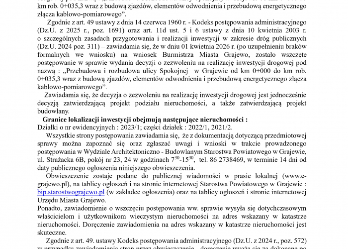 Obwieszczenie Starosty Grajewskiego