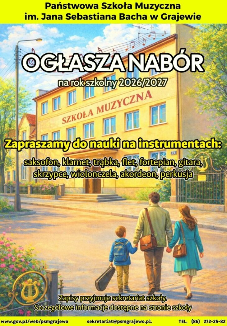 Państwowa Szkoła Muzyczna I st. w Grajewie - zapisy na rok szk. 2026/27