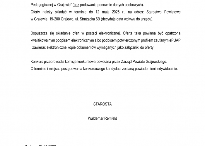 Konkurs na dyrektora Poradni Psychologiczno-Pedagogicznej
