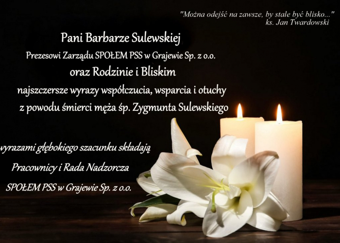 Kondolencje p. Barbarze Sulewskiej
