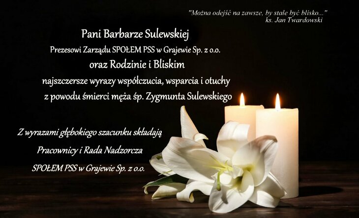 Kondolencje p. Barbarze Sulewskiej