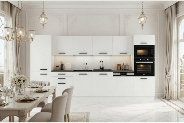 Marzysz o białej kuchni i błyszczących frontach? Sprawdź, jakie meble oferuje Belini