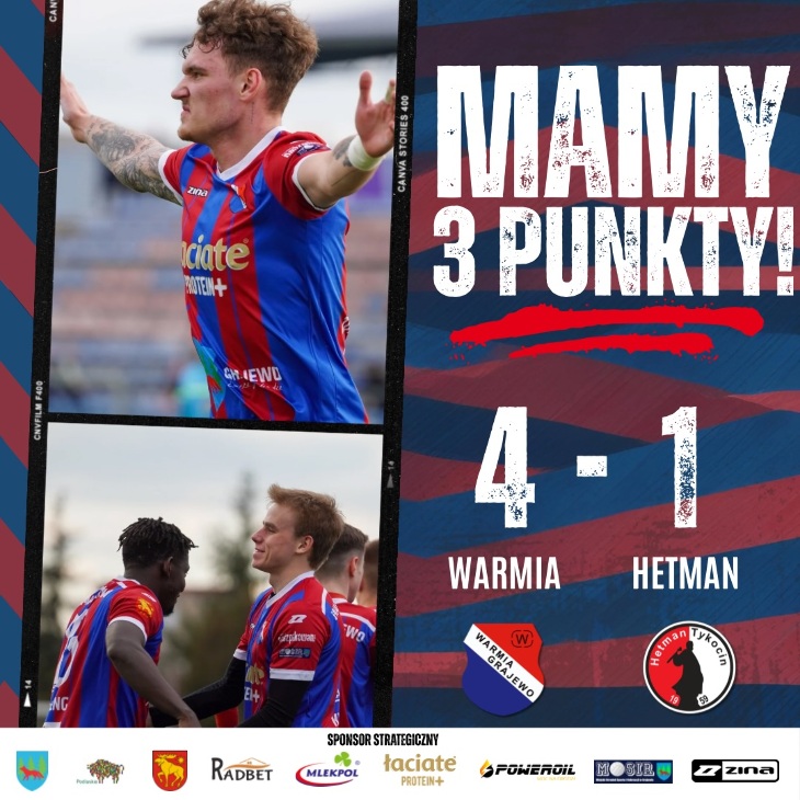  WARMIA Grajewo - HETMAN Tykocin 4:1 