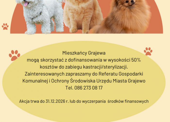 Kastracja/sterylizacja psów i kotów - dofinansowanie