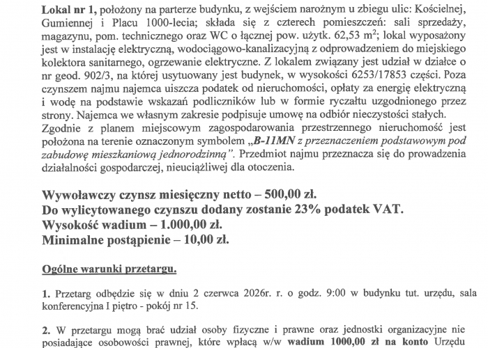 Szczuczyn: Ogłoszenie Burmistrza Szczuczyna