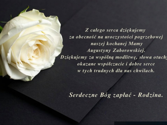Podziękowanie od rodziny