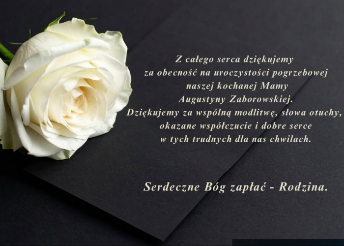 Podziękowanie od rodziny