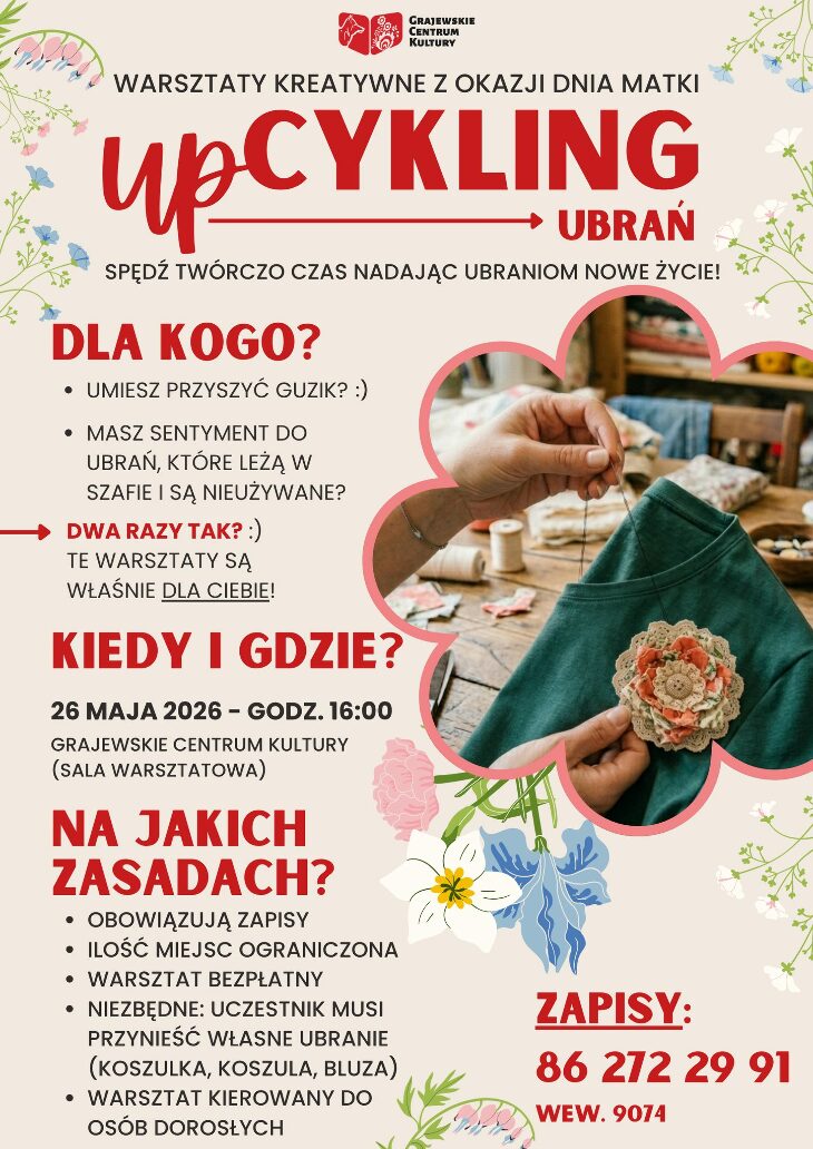 Bezpłatne warsztaty kreatywne z upcyklingu ubrań