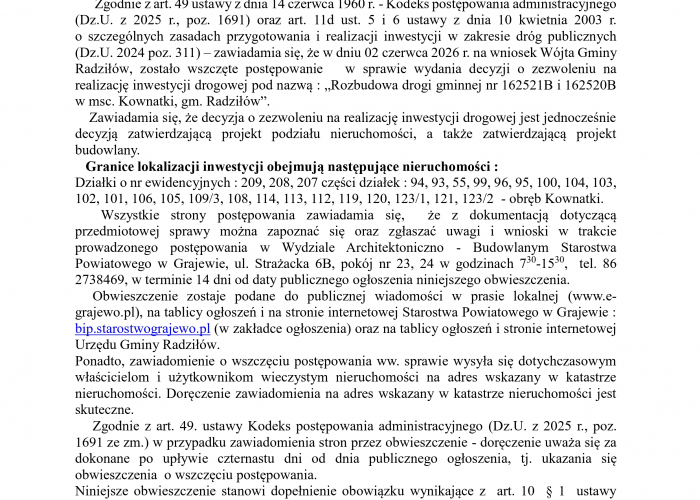 Obwieszczenie Starosty Grajewskiego 