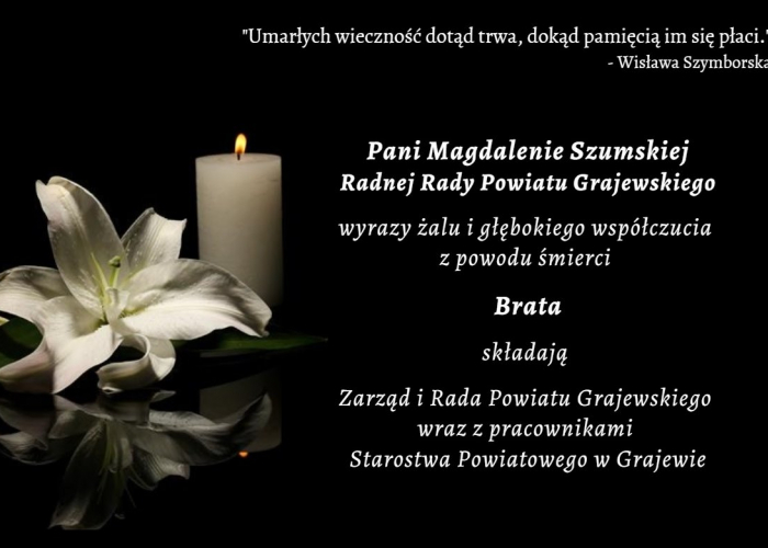 Kondolencje p. Magdalenie Szumskiej