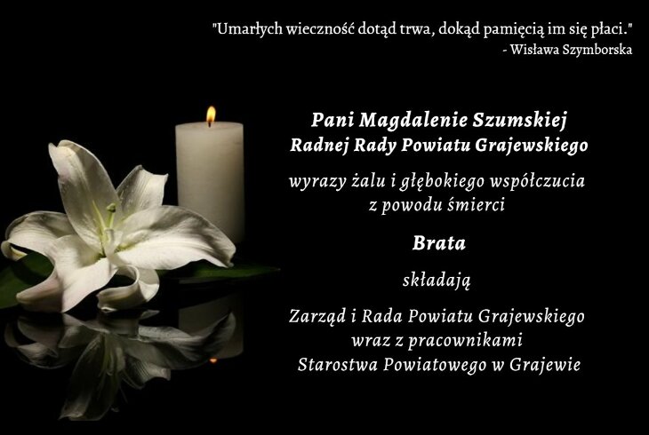 Kondolencje p. Magdalenie Szumskiej