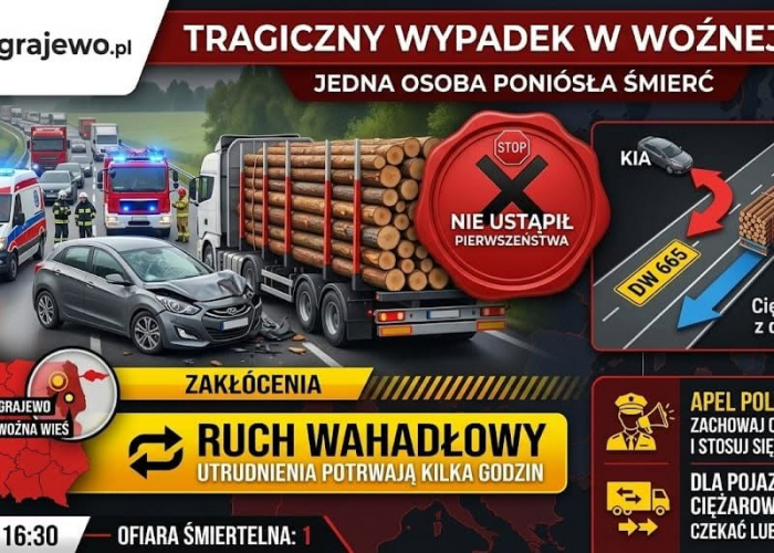 Ofiara śmiertelna wypadku koło Woźnej Wsi