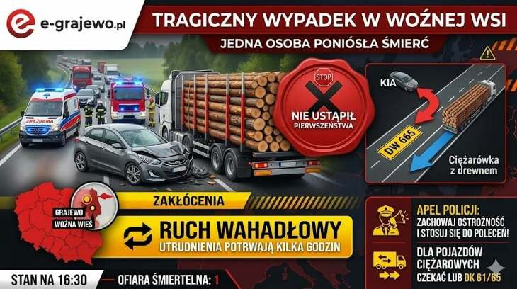 Ofiara śmiertelna wypadku koło Woźnej Wsi
