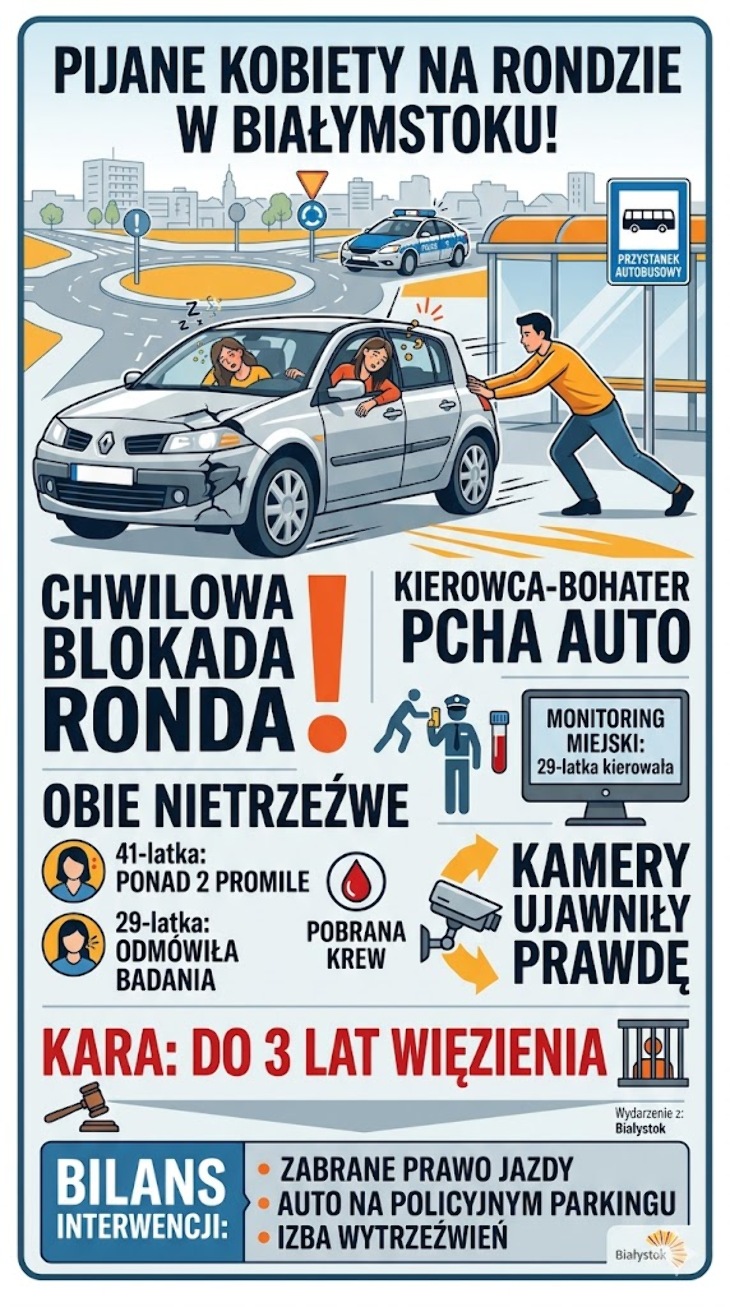 Dwie nietrzeźwe kobiety w uszkodzonym Renault 
