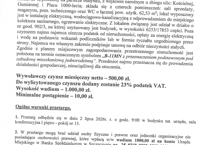 Szczuczyn: Ogłoszenie Burmistrza Szczuczyna