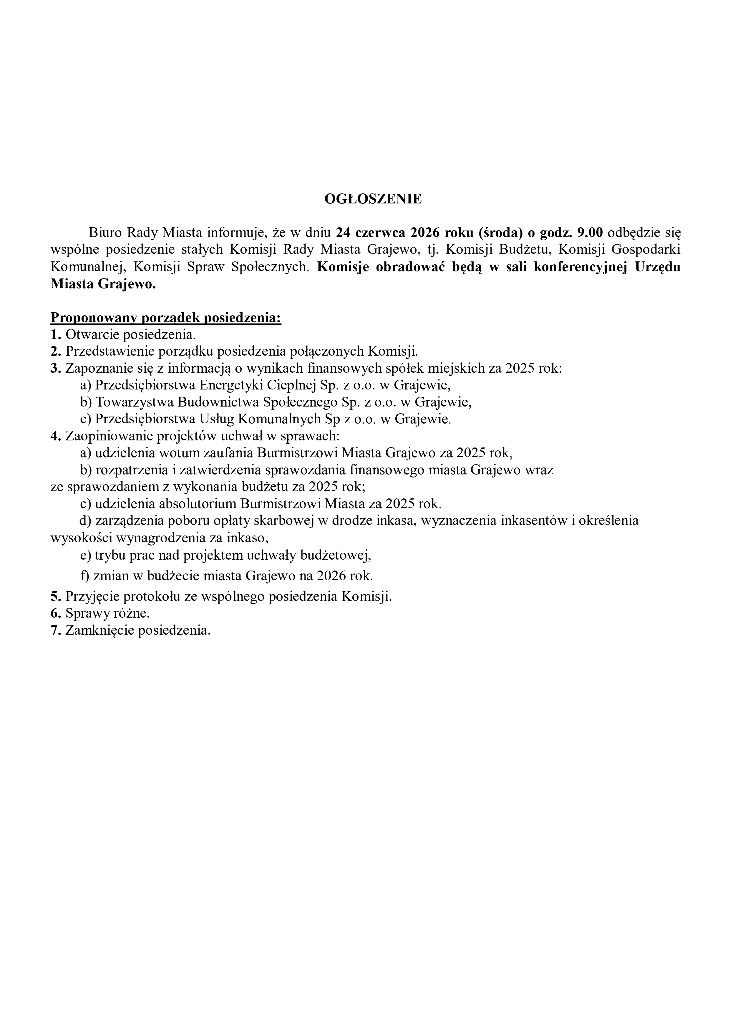 XXXI sesja Rady Miasta Grajewo