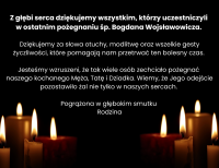 Podziękowanie za uczestnictwo w Ostatnim Pożegnaniu śp. B. Wojsławowicza